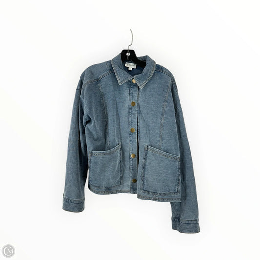 Jacket Shirt By Evereve In Blue & Brown, Size: L