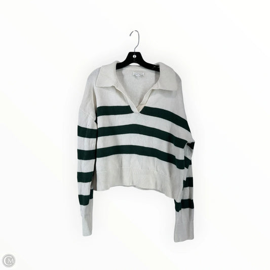 Sweater By Velvet In Green & White, Size: L