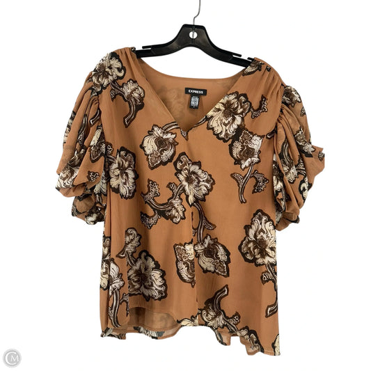 Top Short Sleeve By Express In Brown, Size: Xl