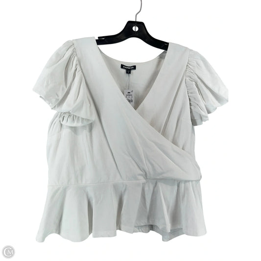 Top Short Sleeve By Express In White, Size: Xl