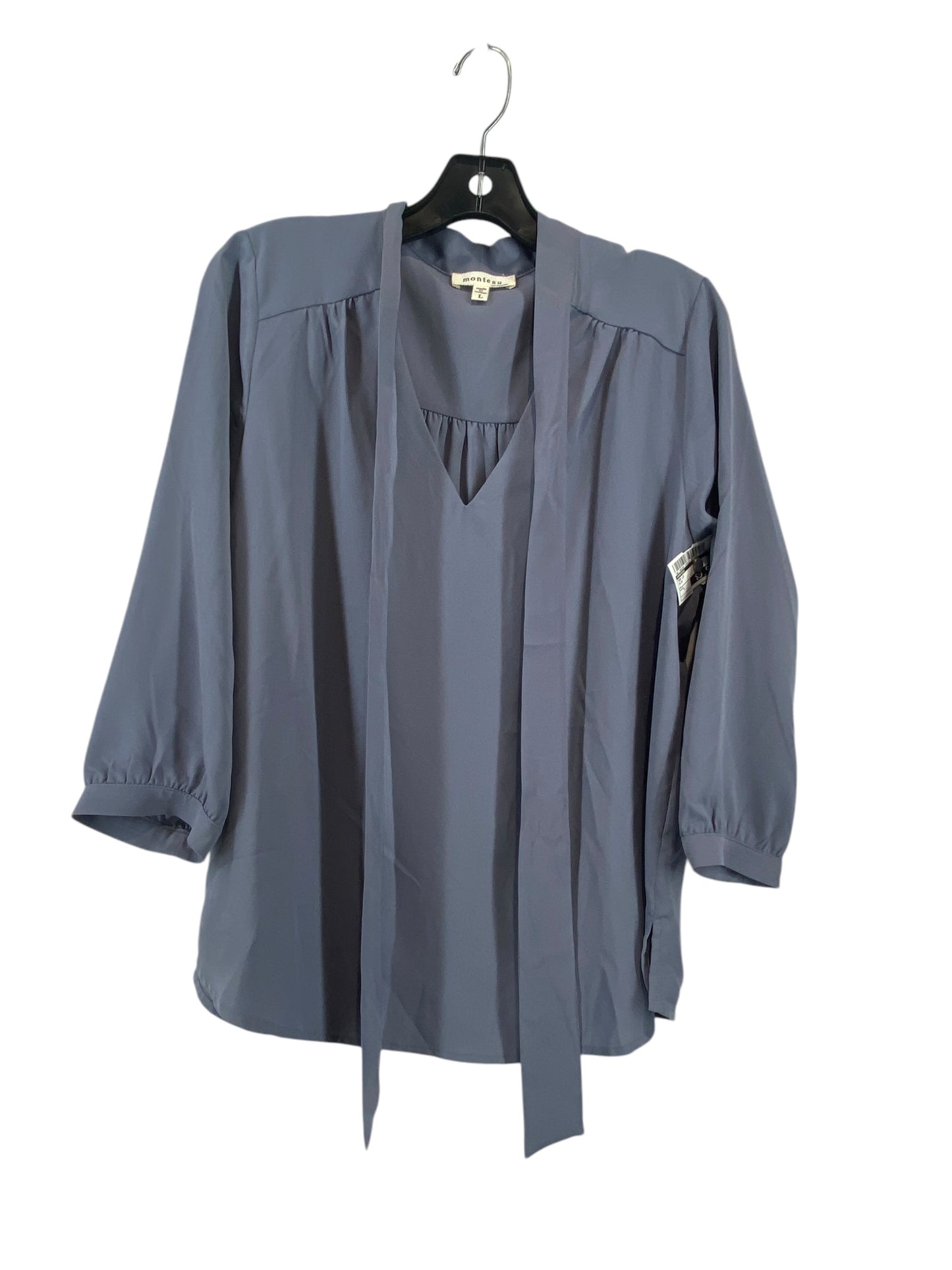 Top Long Sleeve By Monteau In Blue, Size: L