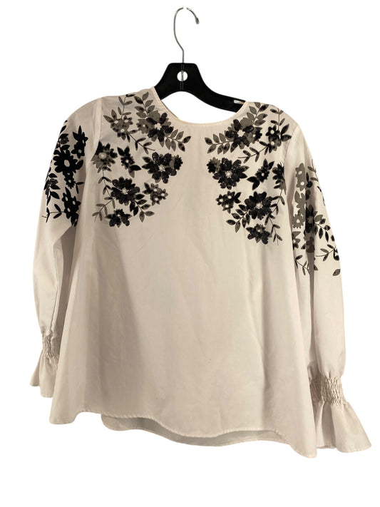 Top Long Sleeve By Zara Basic In White, Size: S