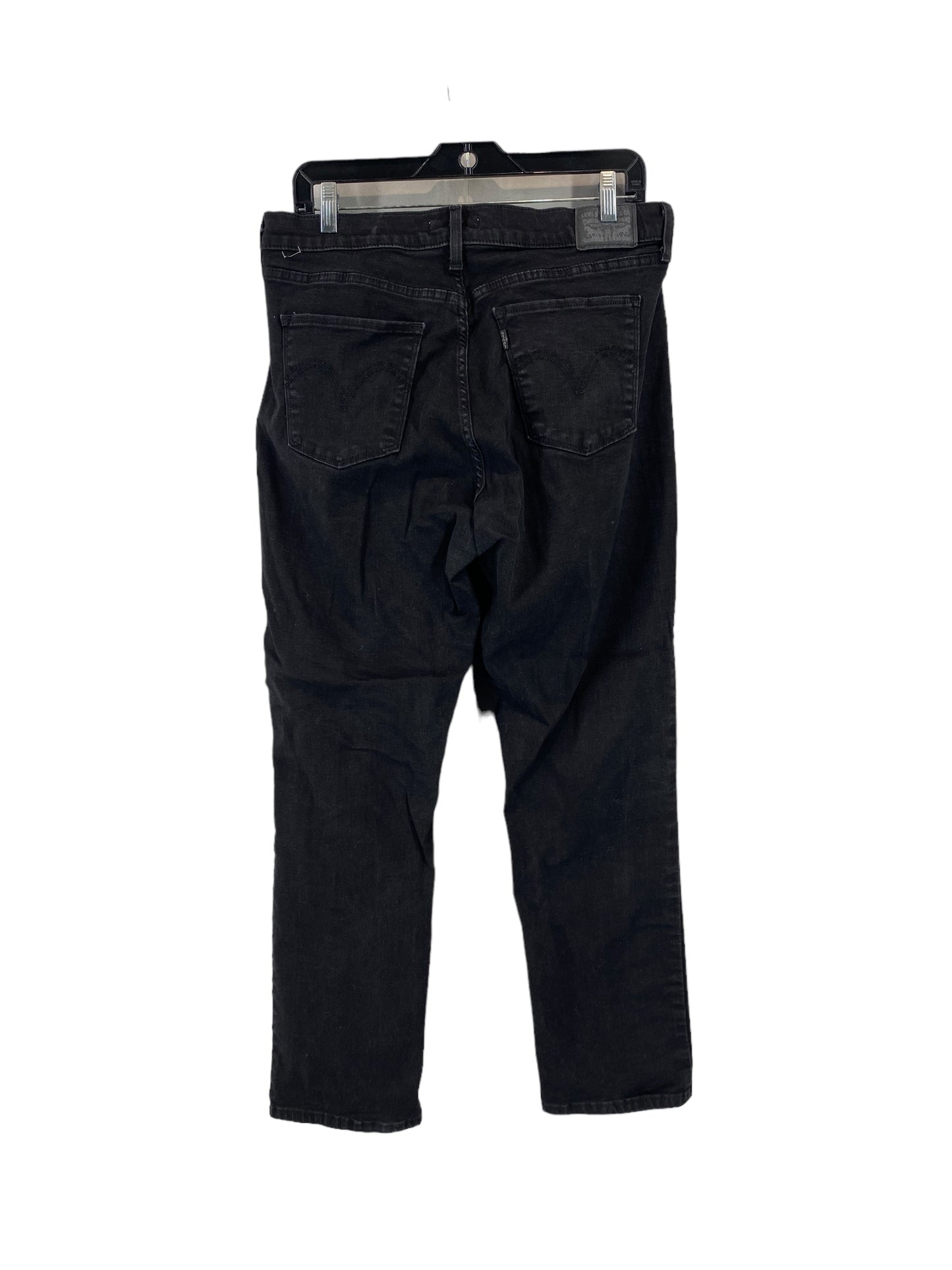 Jeans Straight By Levis In Black Denim, Size: 14