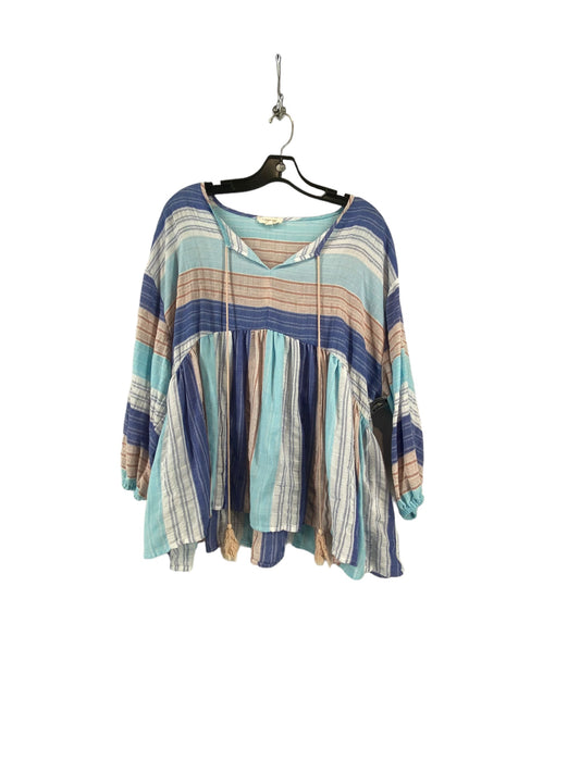 Striped Pattern Top 3/4 Sleeve Crescent Drive, Size M