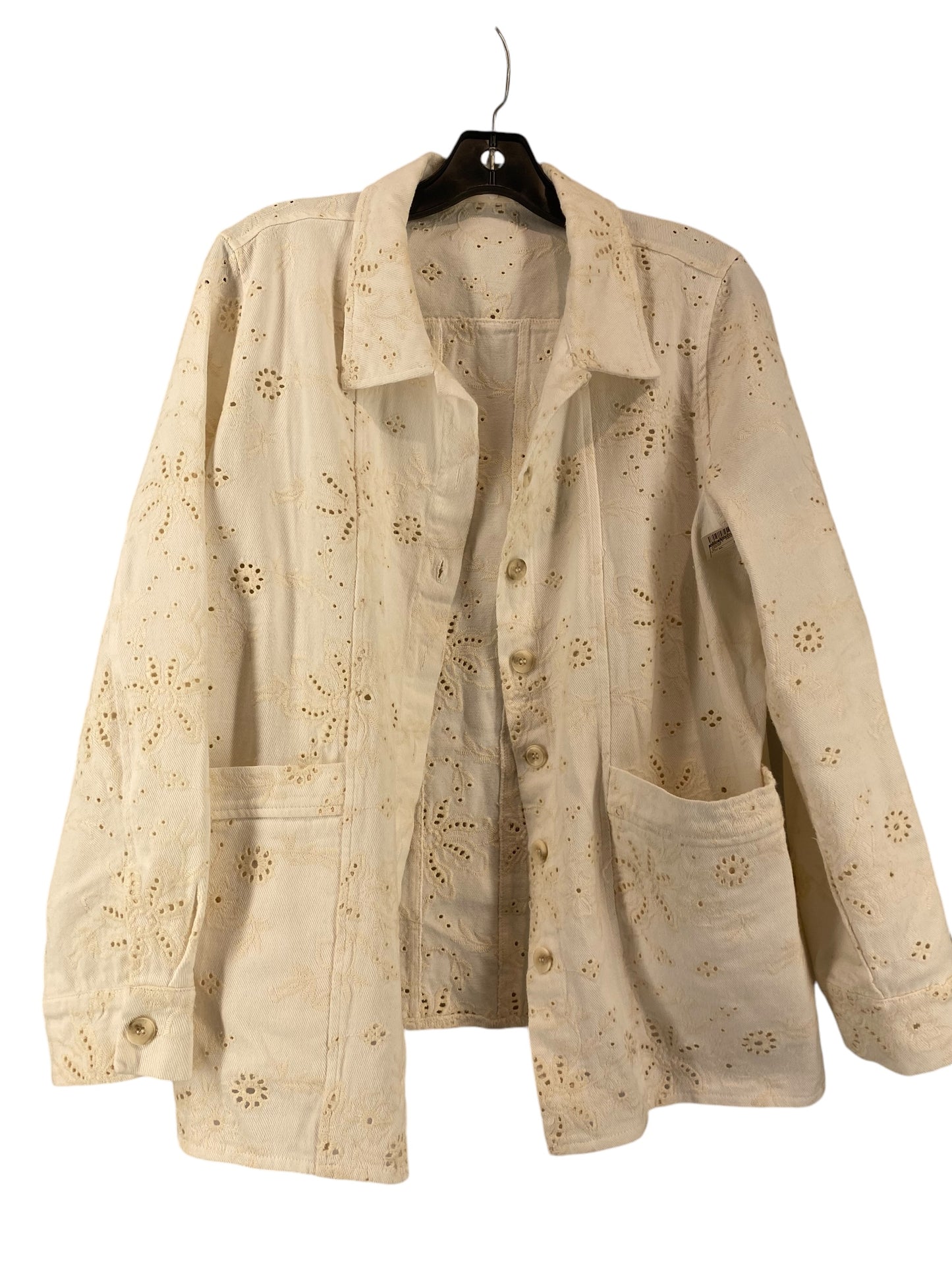 Jacket Denim By Solitaire In Cream, Size: Xl