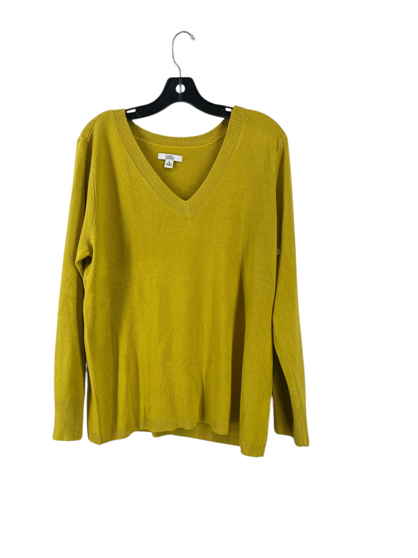 Top Long Sleeve By Croft And Barrow In Chartreuse, Size: Xl