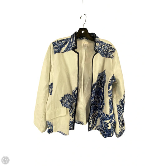 Blazer By Chicos In Blue & White, Size: 2
