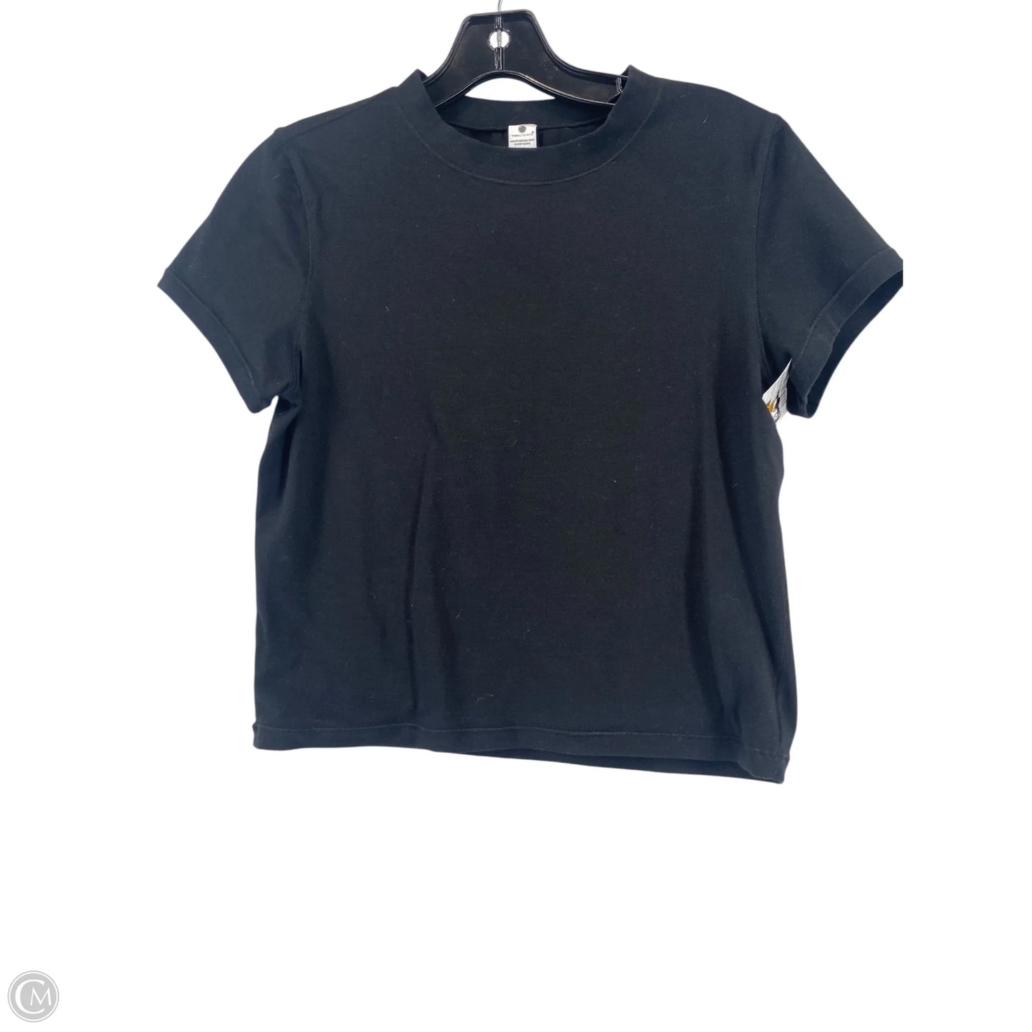 Athletic Top Short Sleeve By Yogalicious In Black, Size: L