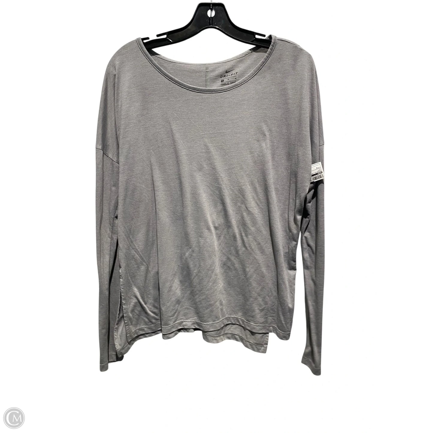 Athletic Top Long Sleeve Crewneck By Nike In Grey, Size: M