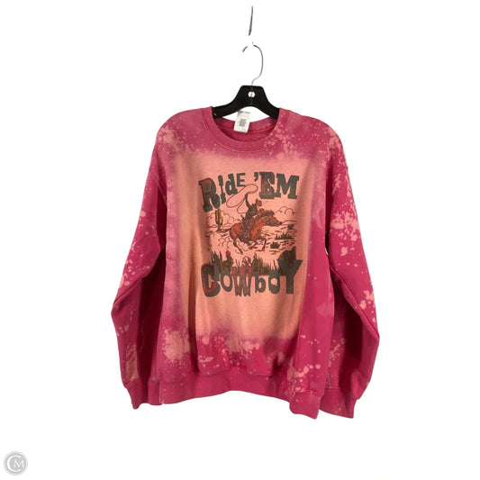 Sweatshirt Crewneck By Gildan In Pink, Size: M