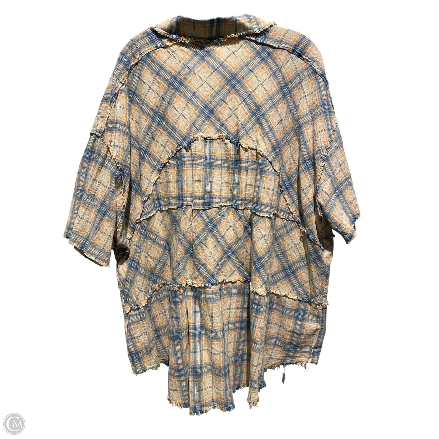 Top Short Sleeve By Pol In Plaid Pattern, Size: L