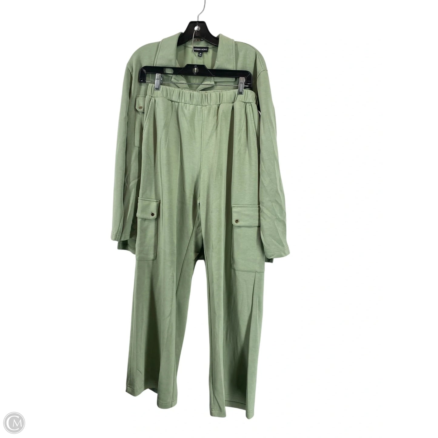 Top 2pc Long Sleeve By Modern Works In Green, Size: M