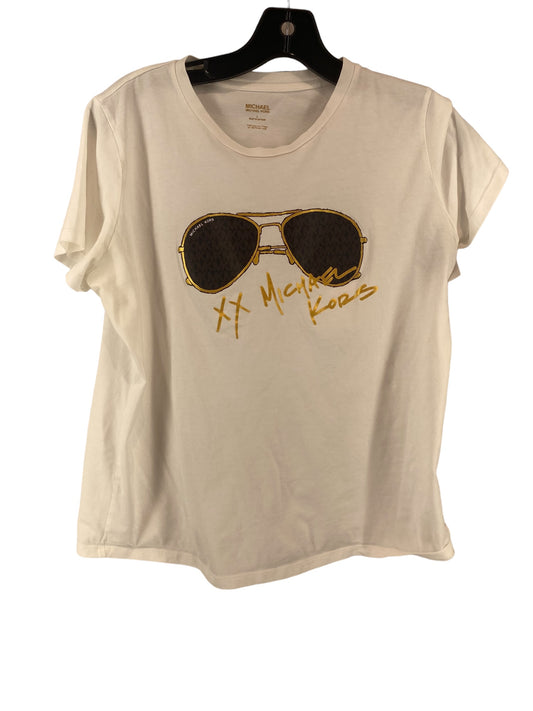 White Top Short Sleeve Michael By Michael Kors, Size L