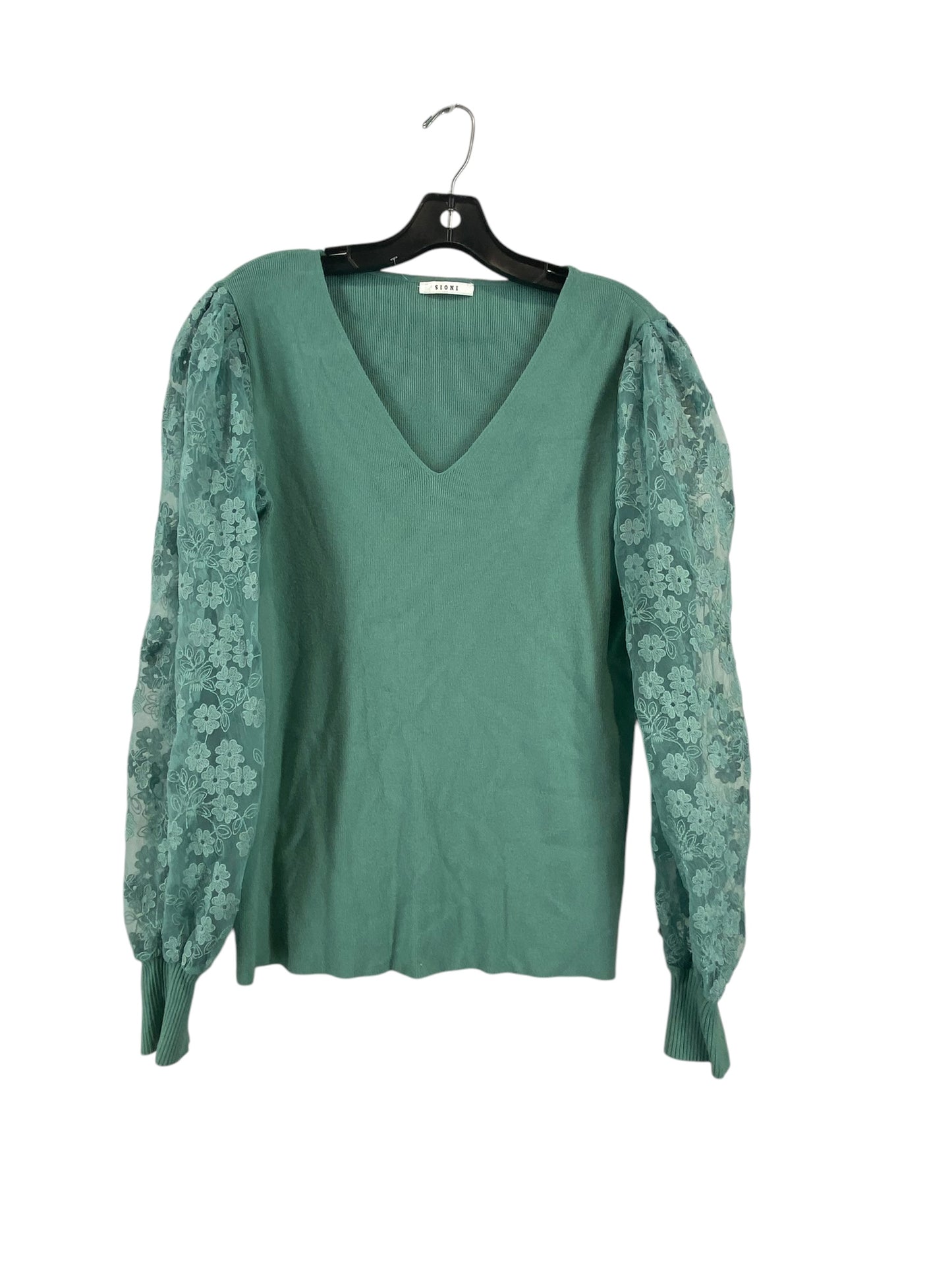 Top Long Sleeve By Sioni In Green, Size: L