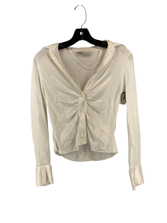 Blouse Long Sleeve By Zara In White, Size: Xs