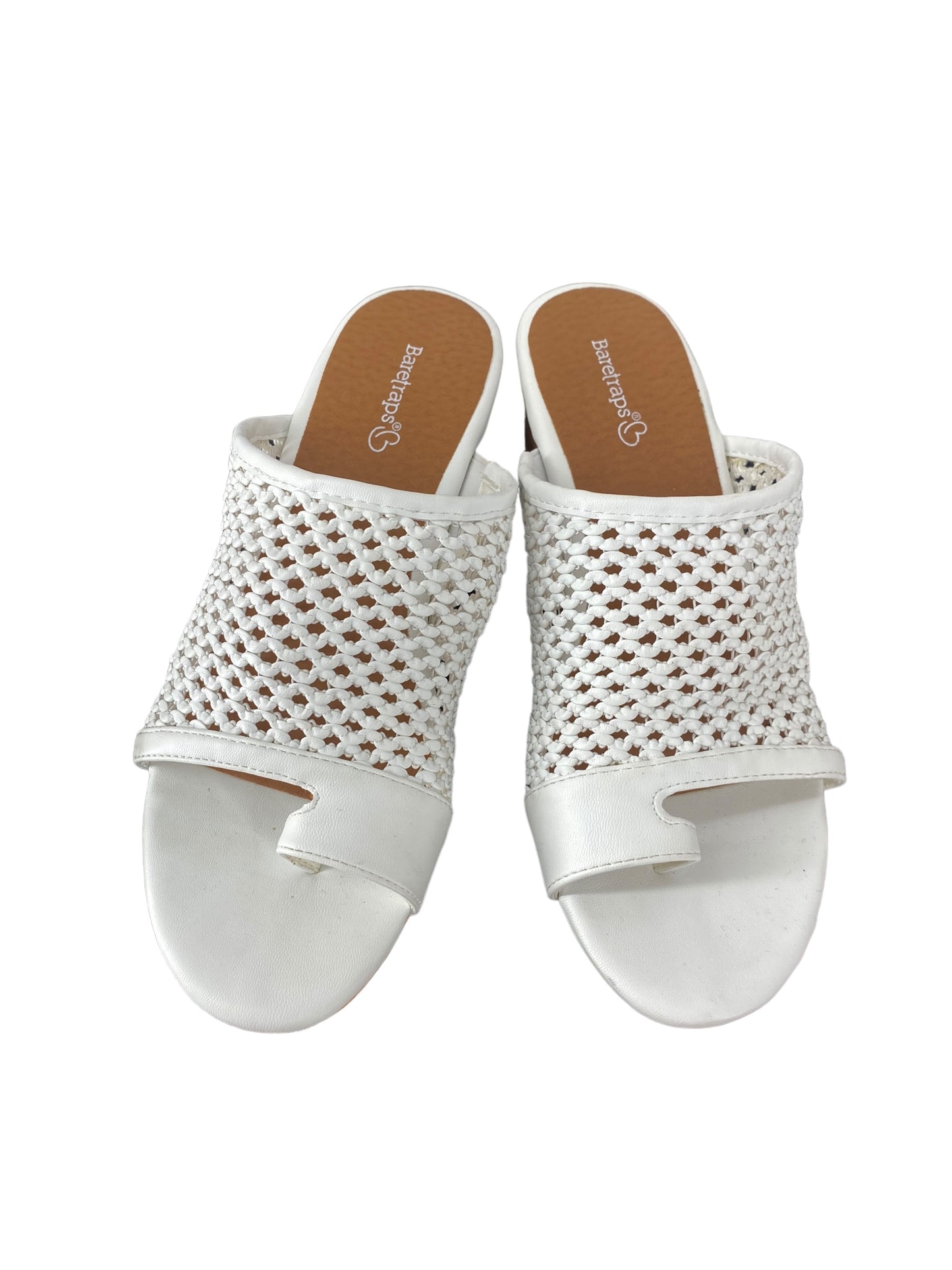 White Shoes Heels Wedge Bare Traps, Size 7.5