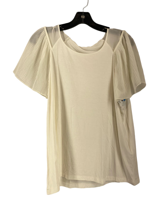 White Top Short Sleeve Rose And Olive, Size M
