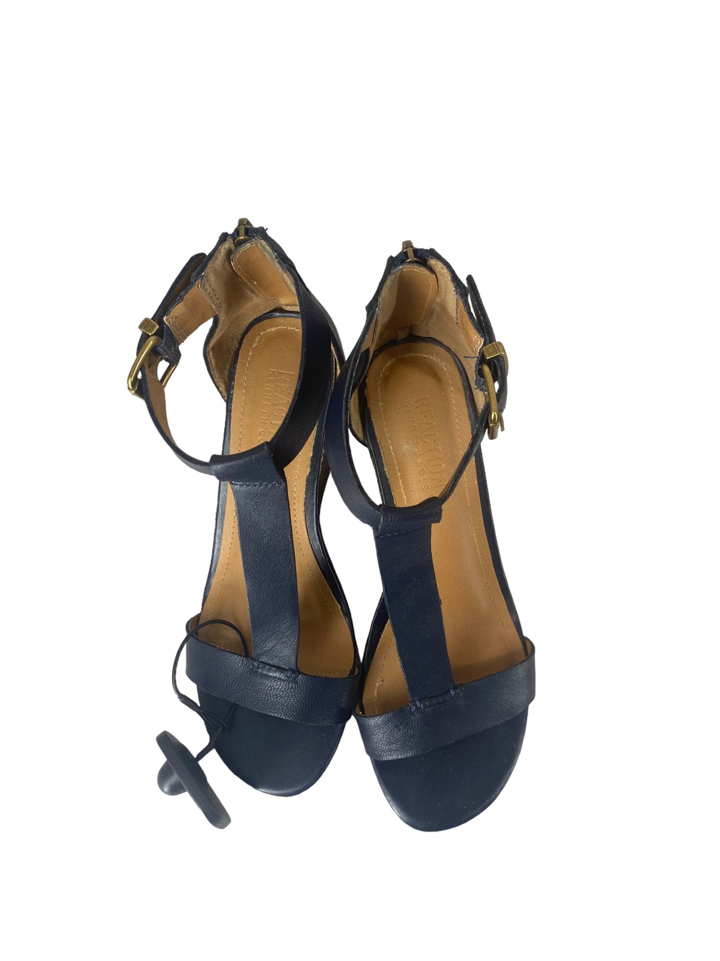 Navy Sandals Heels Block Kenneth Cole Reaction, Size 6