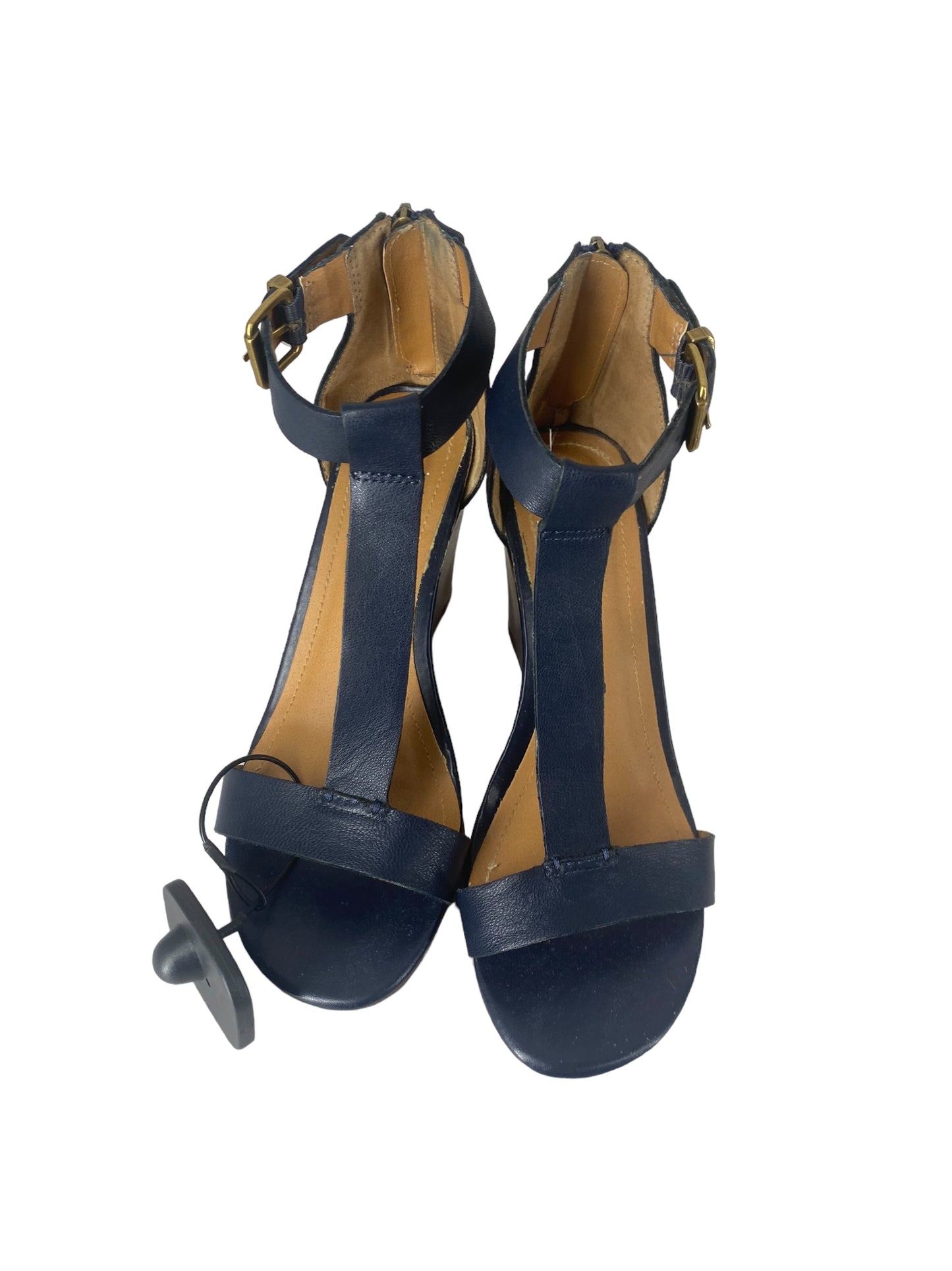 Navy Sandals Heels Block Kenneth Cole Reaction, Size 6