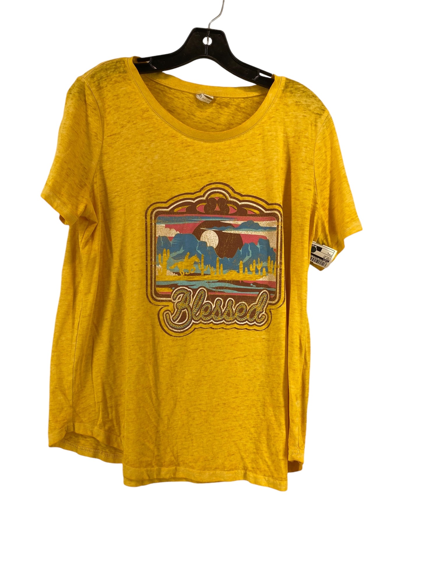 Top Short Sleeve By Cato In Yellow, Size: L