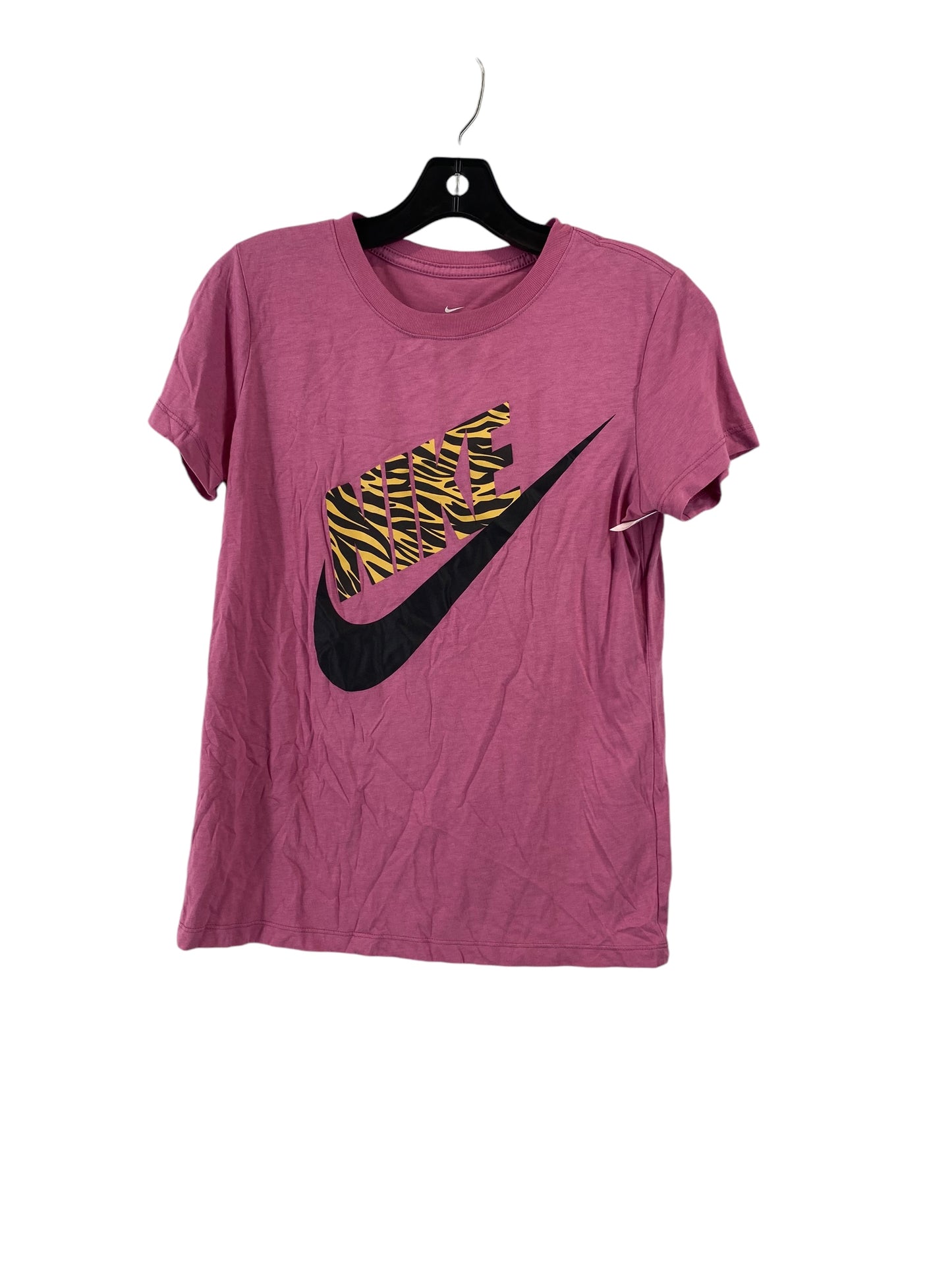 Athletic Top Short Sleeve By Nike In Pink, Size: S