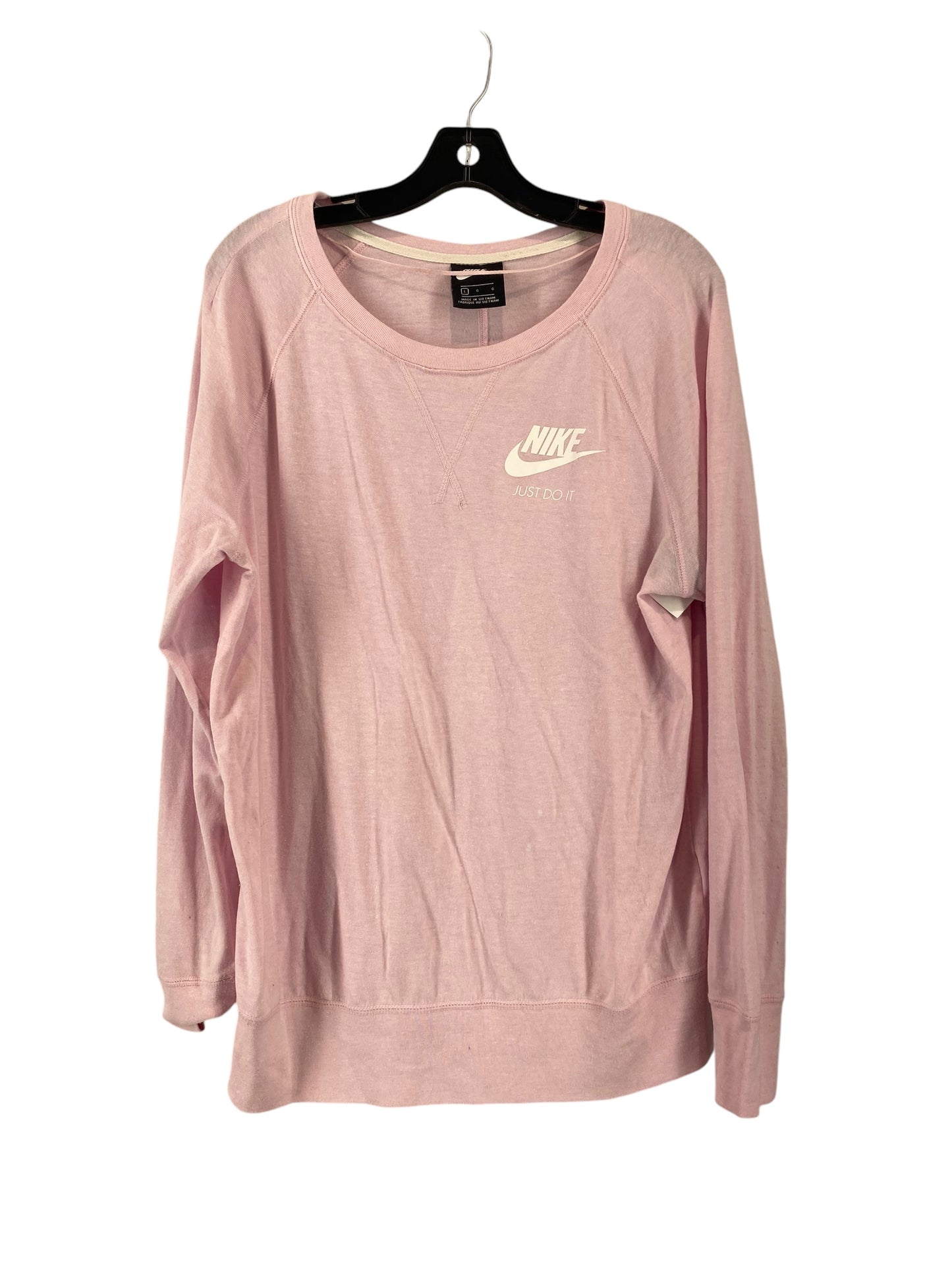 Athletic Top Long Sleeve Collar By Nike In Pink, Size: L