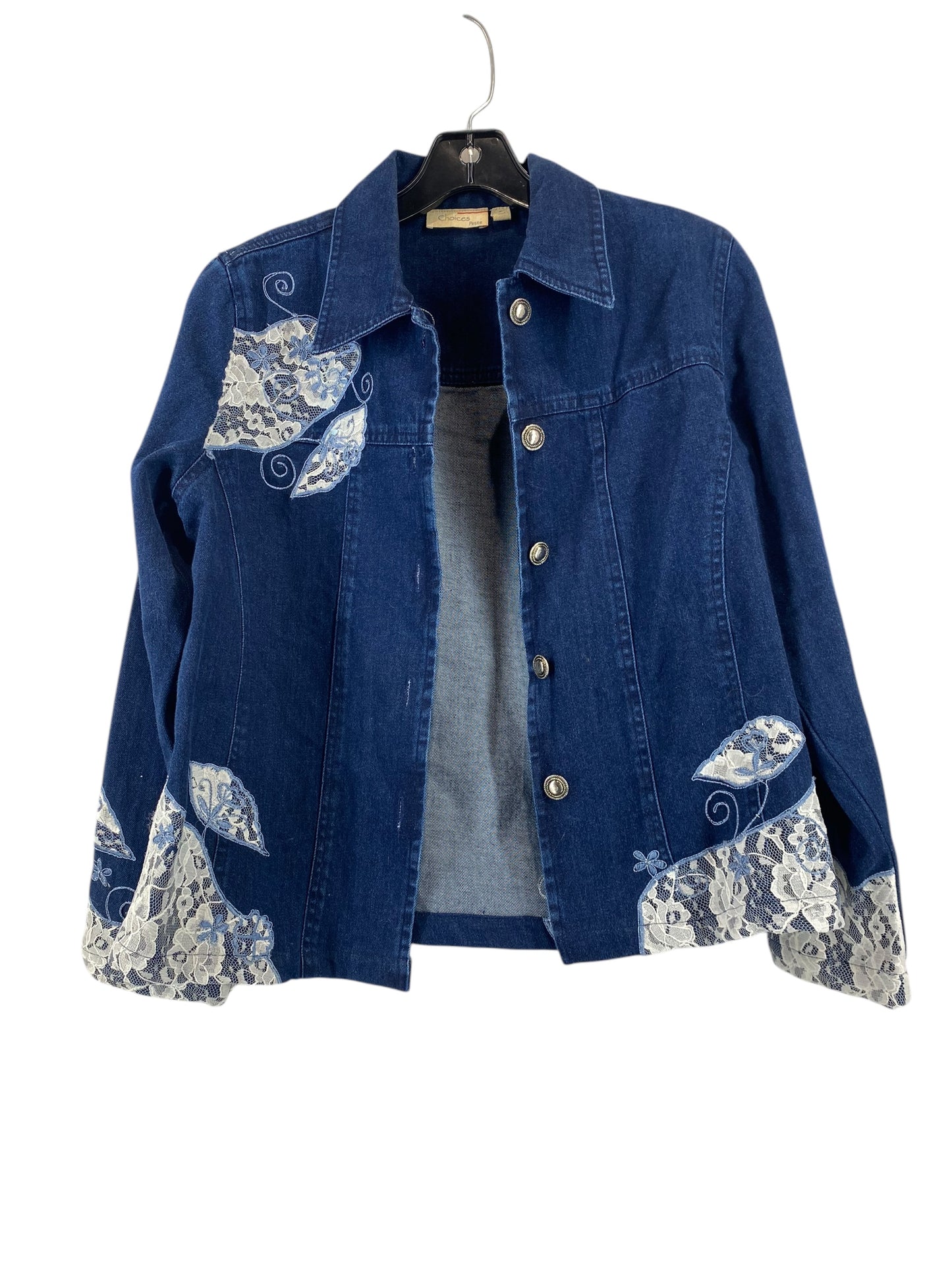 Jacket Denim By Choices In Blue Denim, Size: Sp