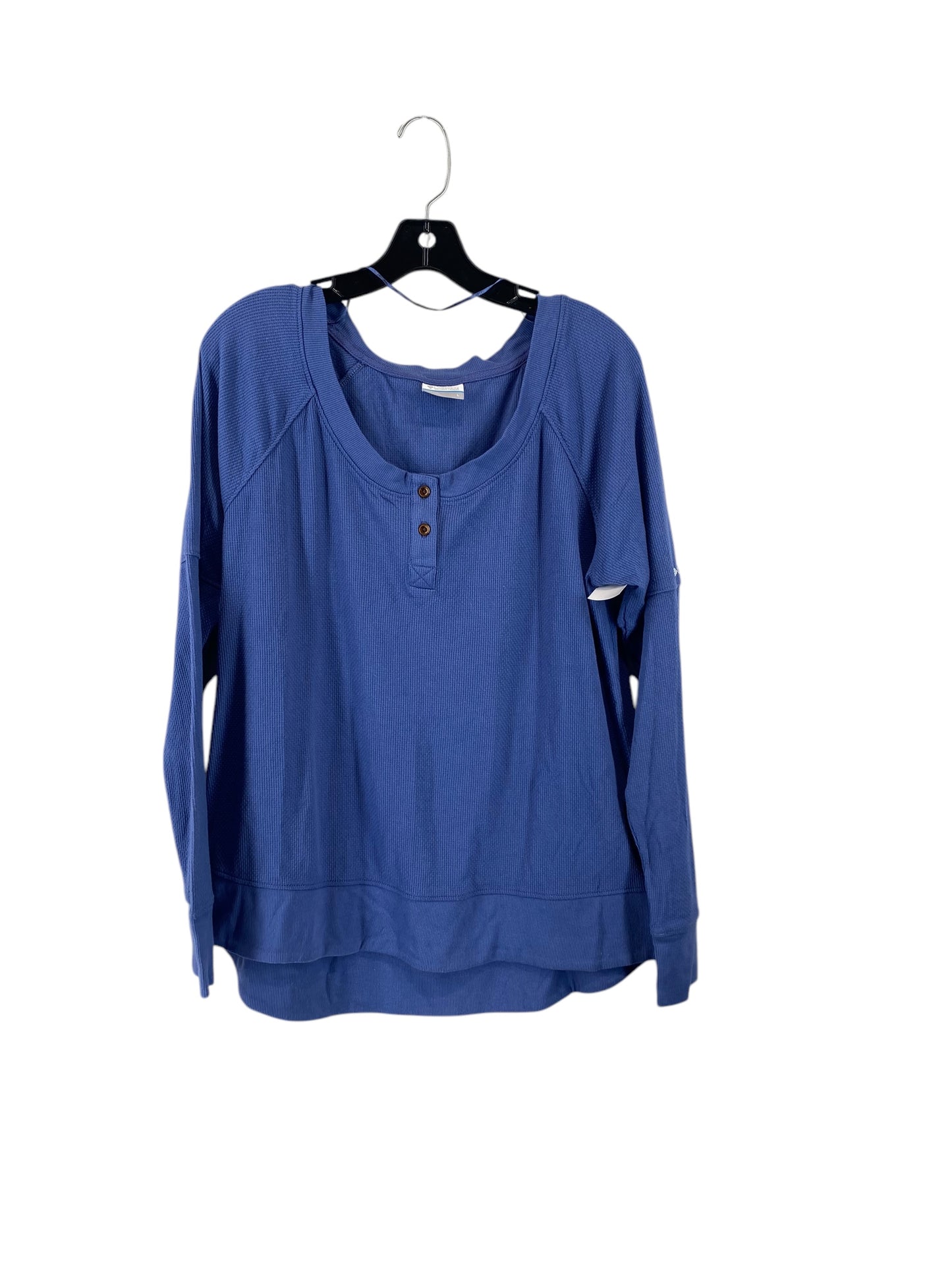 Athletic Top Long Sleeve Collar By Columbia In Blue, Size: L