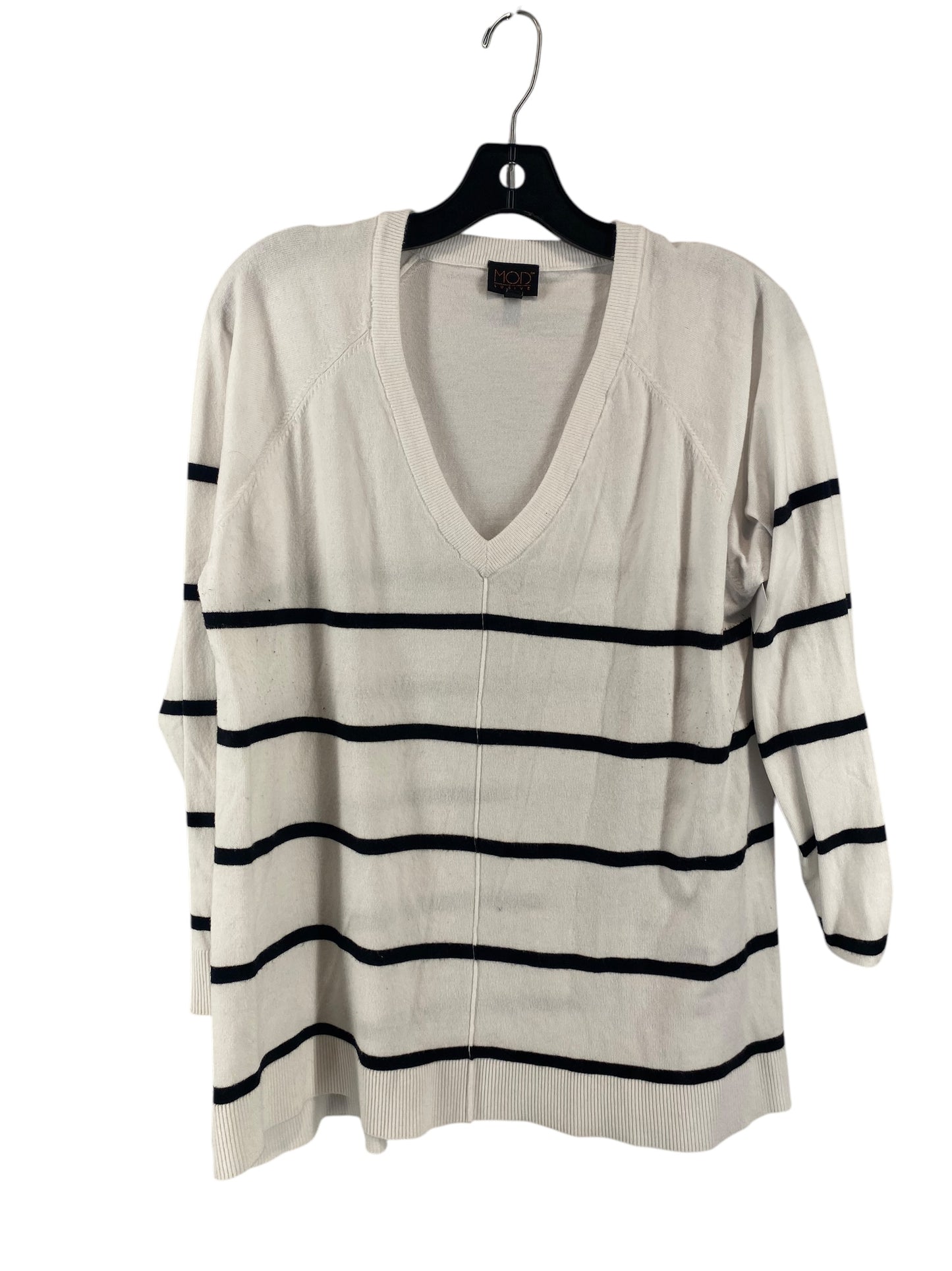 Top Long Sleeve By Mod In Black & White, Size: Xl