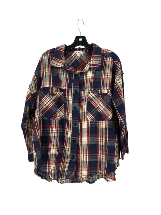 Top Long Sleeve By Ee Some In Plaid Pattern, Size: L