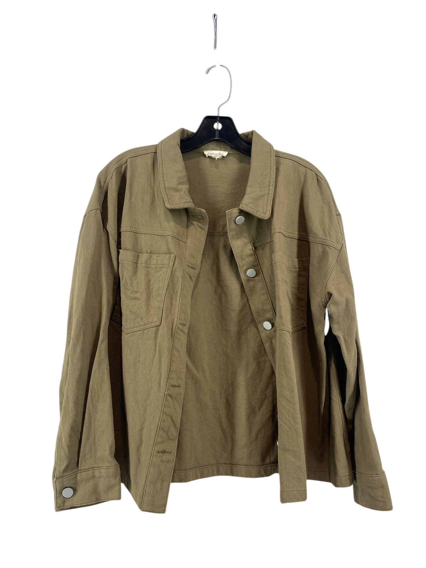 Jacket Shirt By Cotton Bleu In Green, Size: M