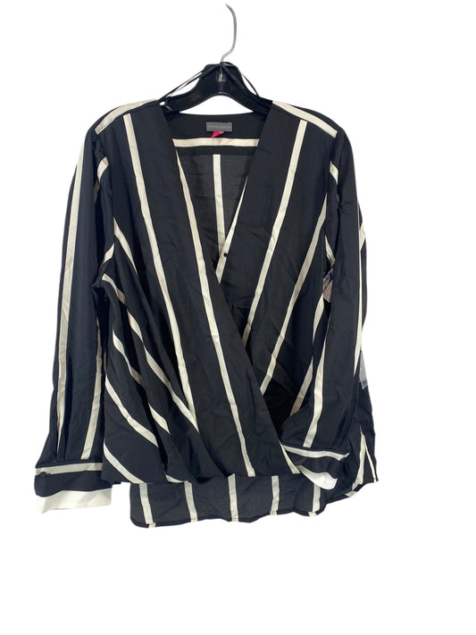 Top Long Sleeve By Vince Camuto In Black & White, Size: L