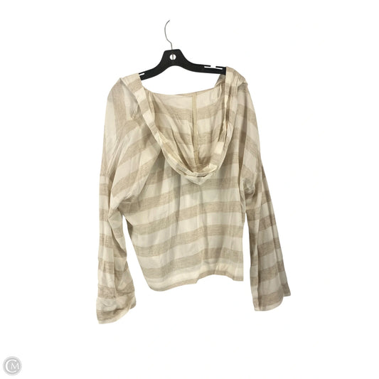 Top Long Sleeve By Max Studio In Tan & White, Size: M