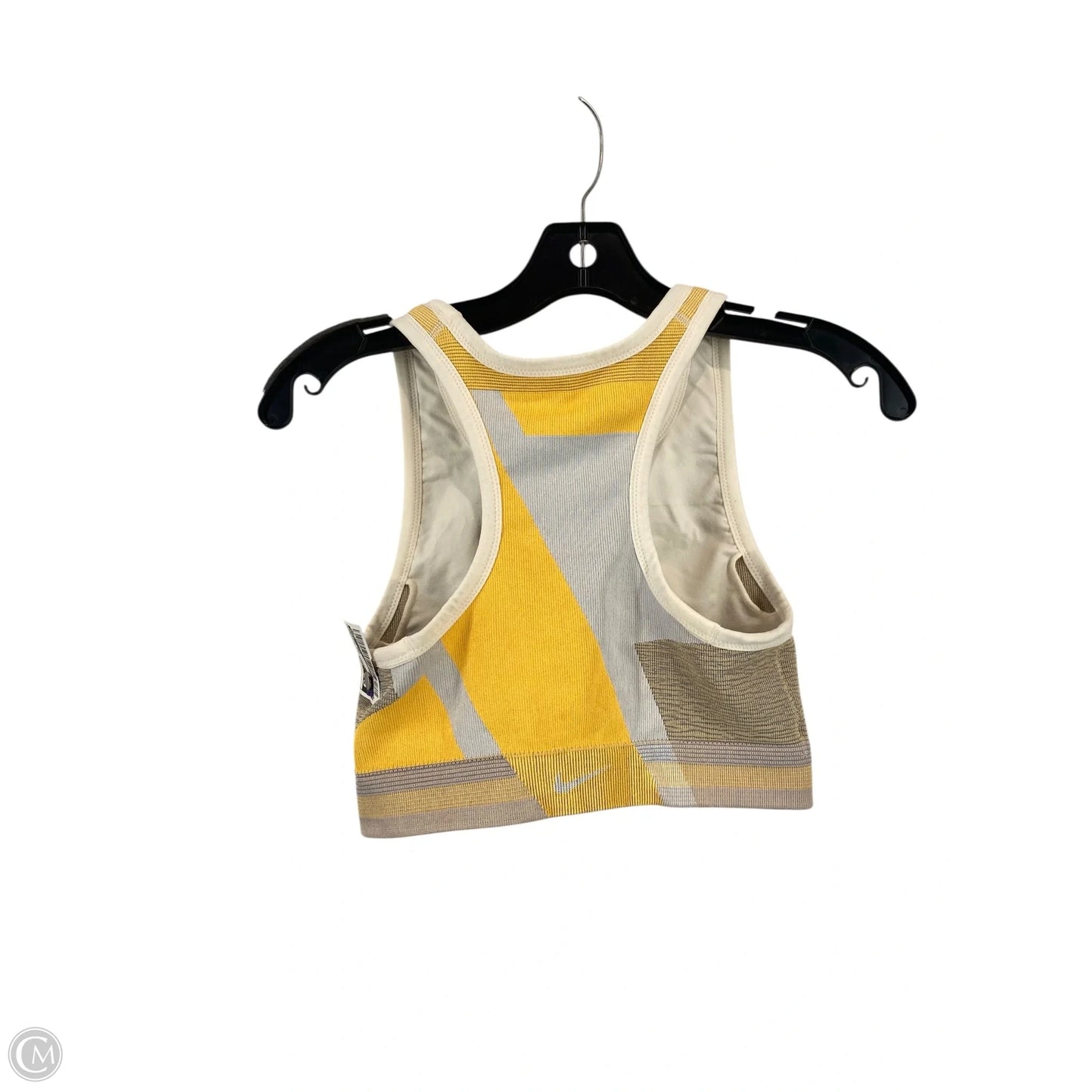 Athletic Bra By Nike In White & Yellow, Size: L