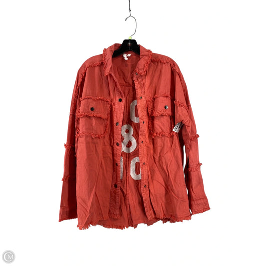 Jacket Denim By Elan In Red Denim, Size: S