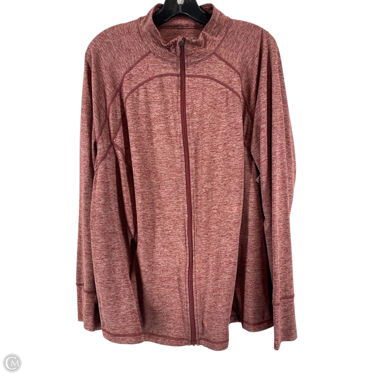 Athletic Top Long Sleeve Collar By Ideology In Maroon, Size: 3x