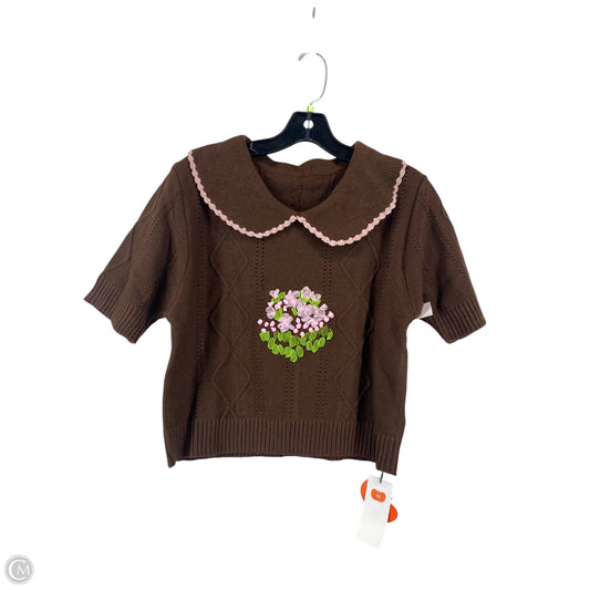 Top Short Sleeve By Cme In Brown, Size: L