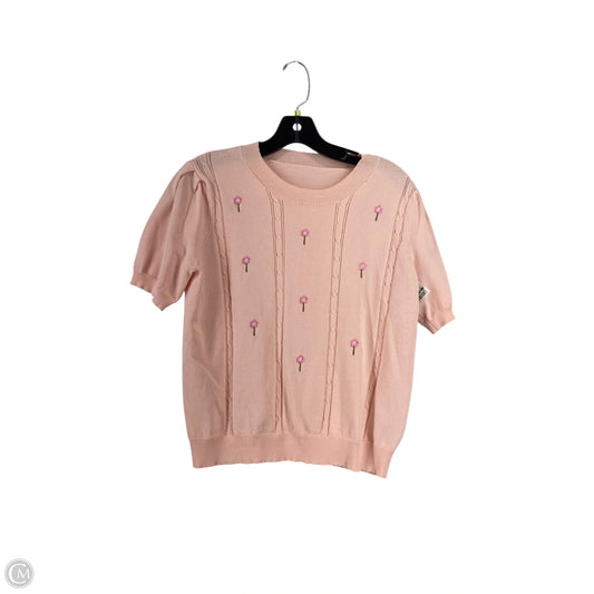 Top Short Sleeve By Cme In Pink, Size: L