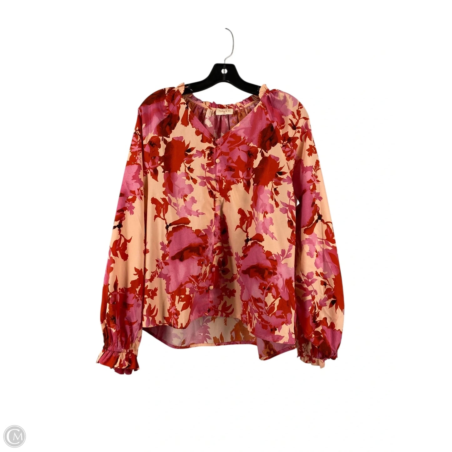 Top Long Sleeve By Cme In Pink, Size: M