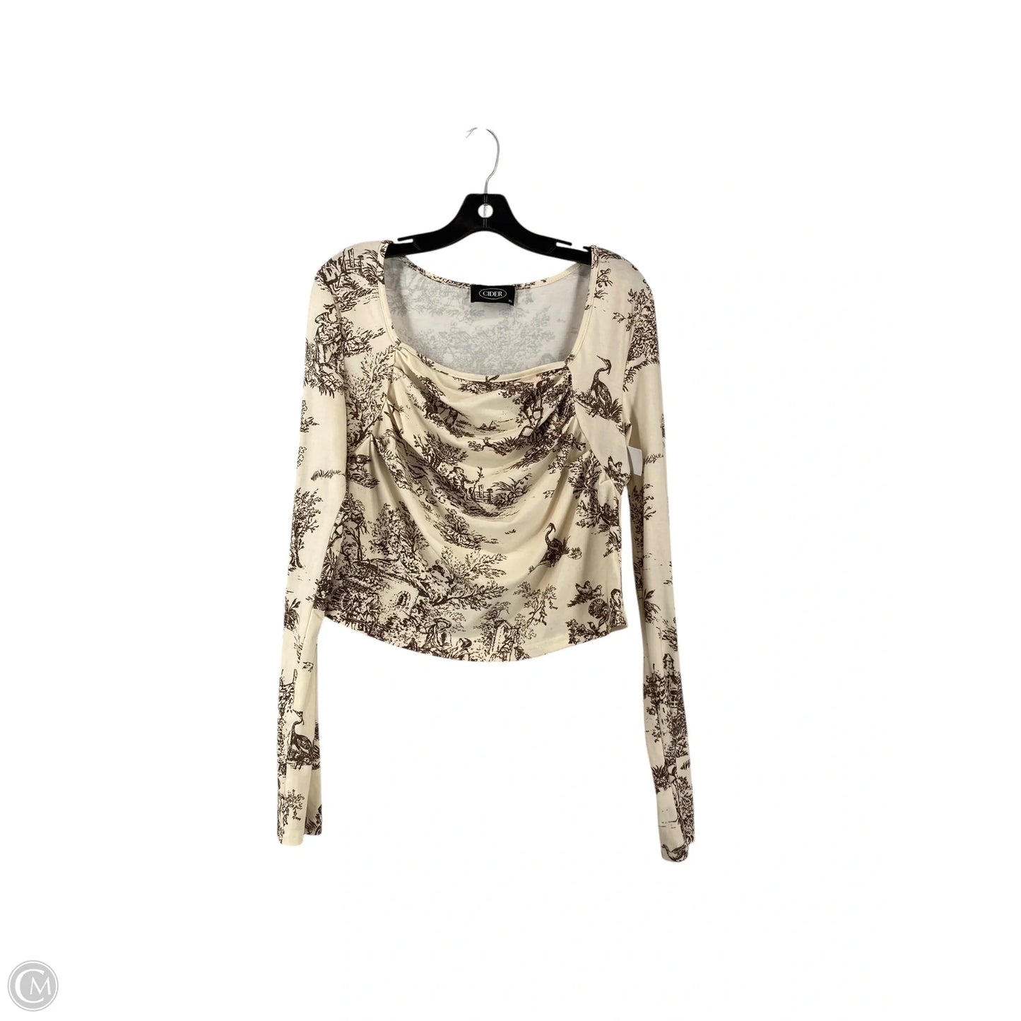 Top Long Sleeve By Cmc In Brown & Cream, Size: Xl