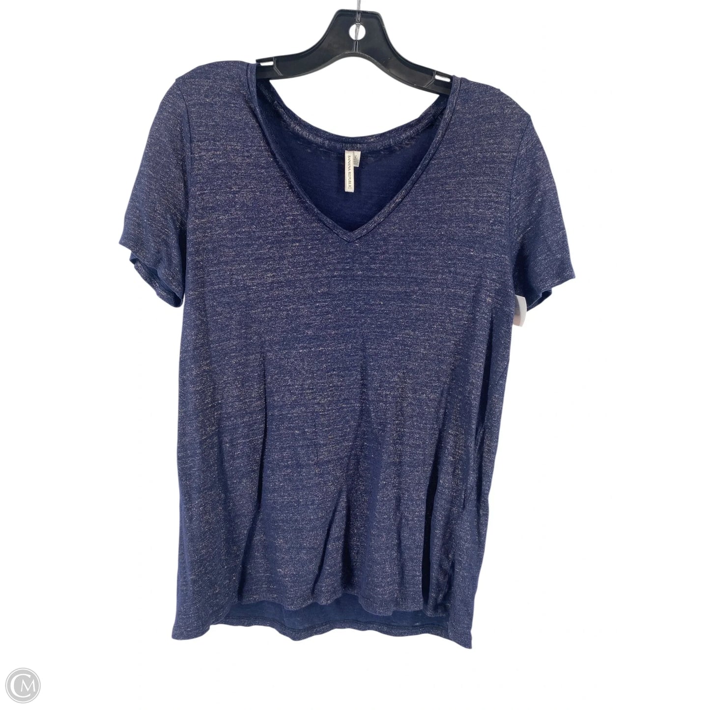 Top Short Sleeve By Banana Republic In Navy, Size: L
