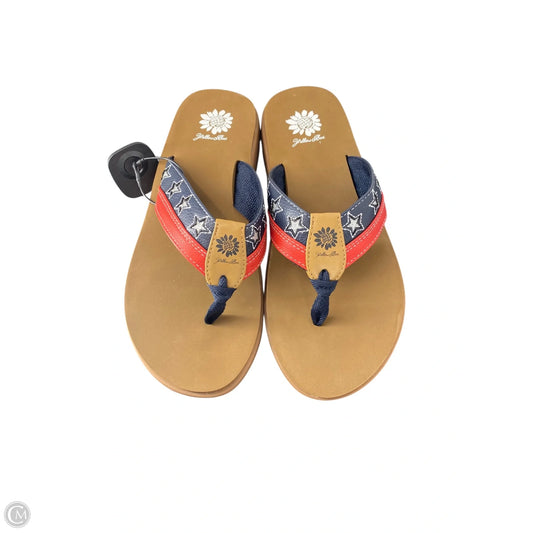 Sandals Flip Flops By Yellow Box In Blue & Red & White, Size: 9.5