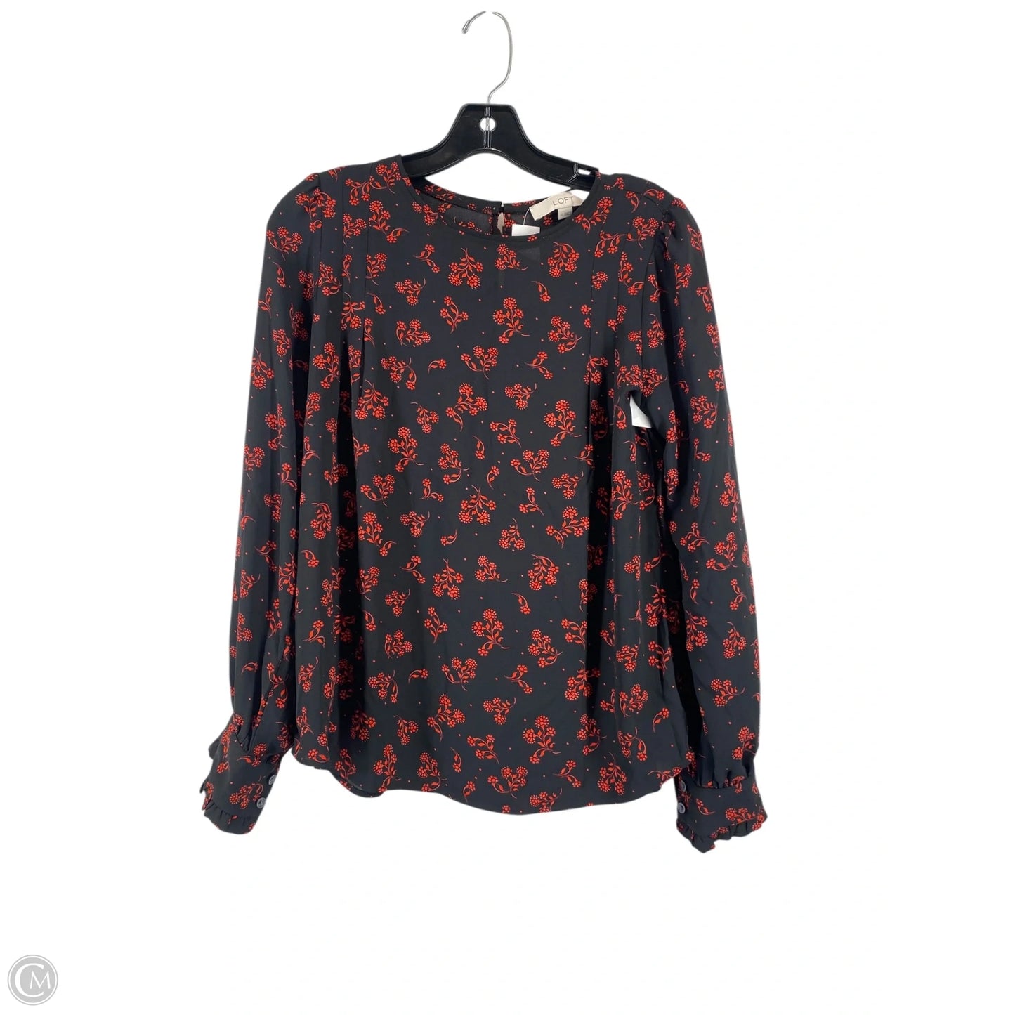 Top Long Sleeve By Loft In Black & Red, Size: Xs