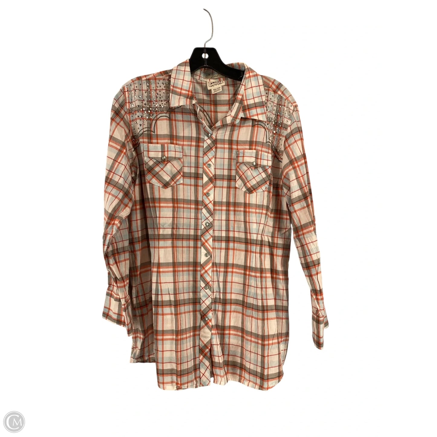 Top Long Sleeve By Ariat In Plaid Pattern, Size: 2x