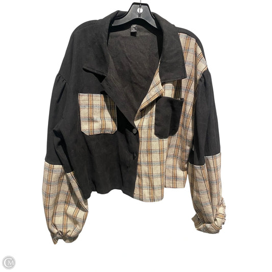 Top Long Sleeve By Shein In Plaid Pattern, Size: 2x