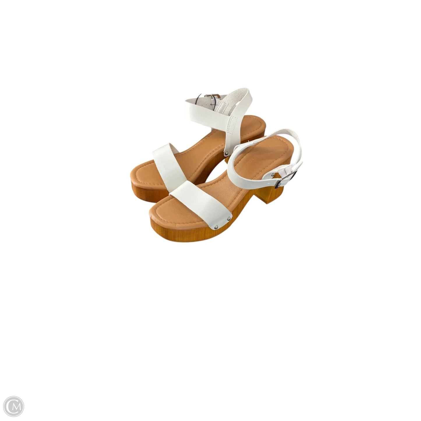 Sandals Heels Block By Clothes Mentor In White, Size: 8.5