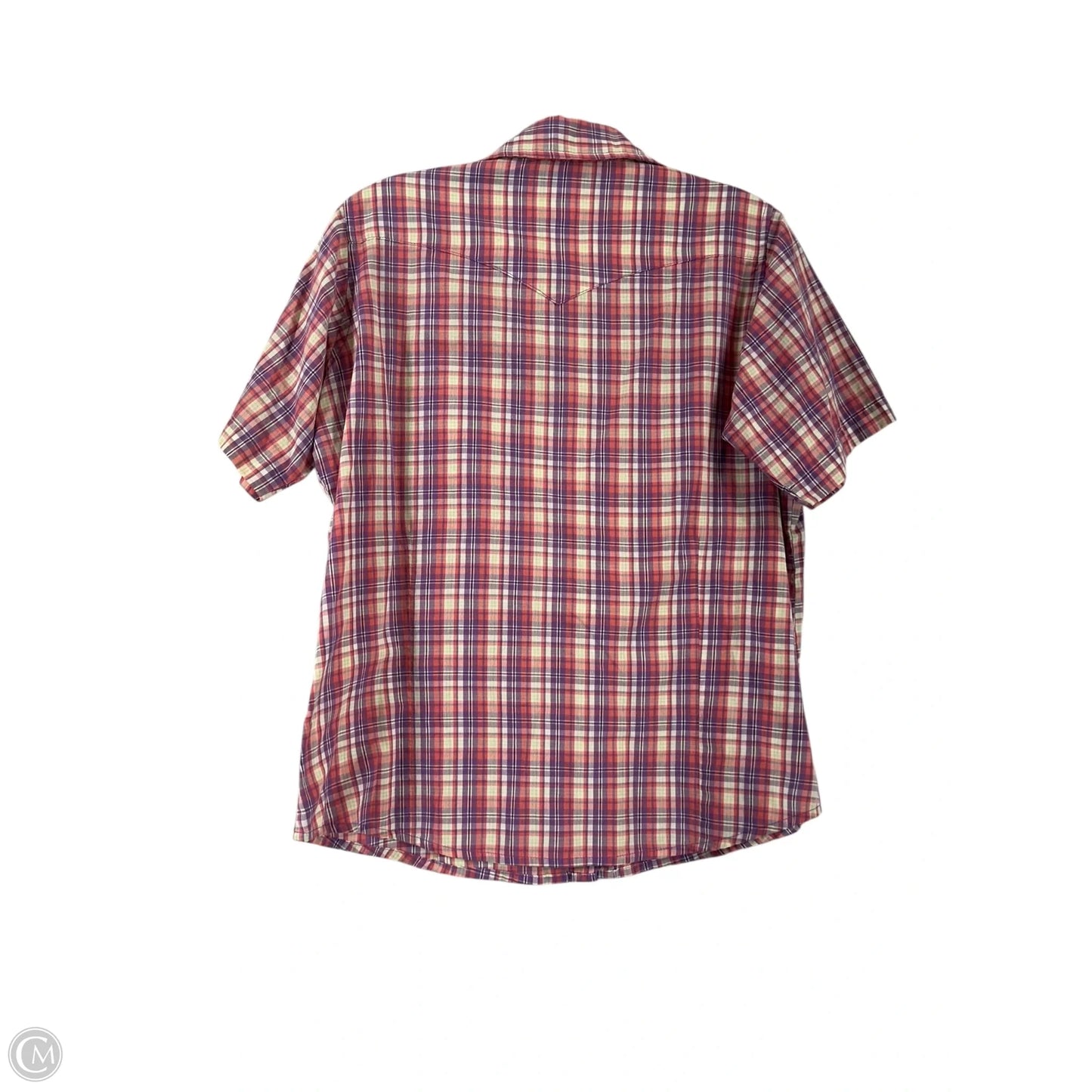 Top Short Sleeve By Wrangler In Plaid Pattern, Size: L