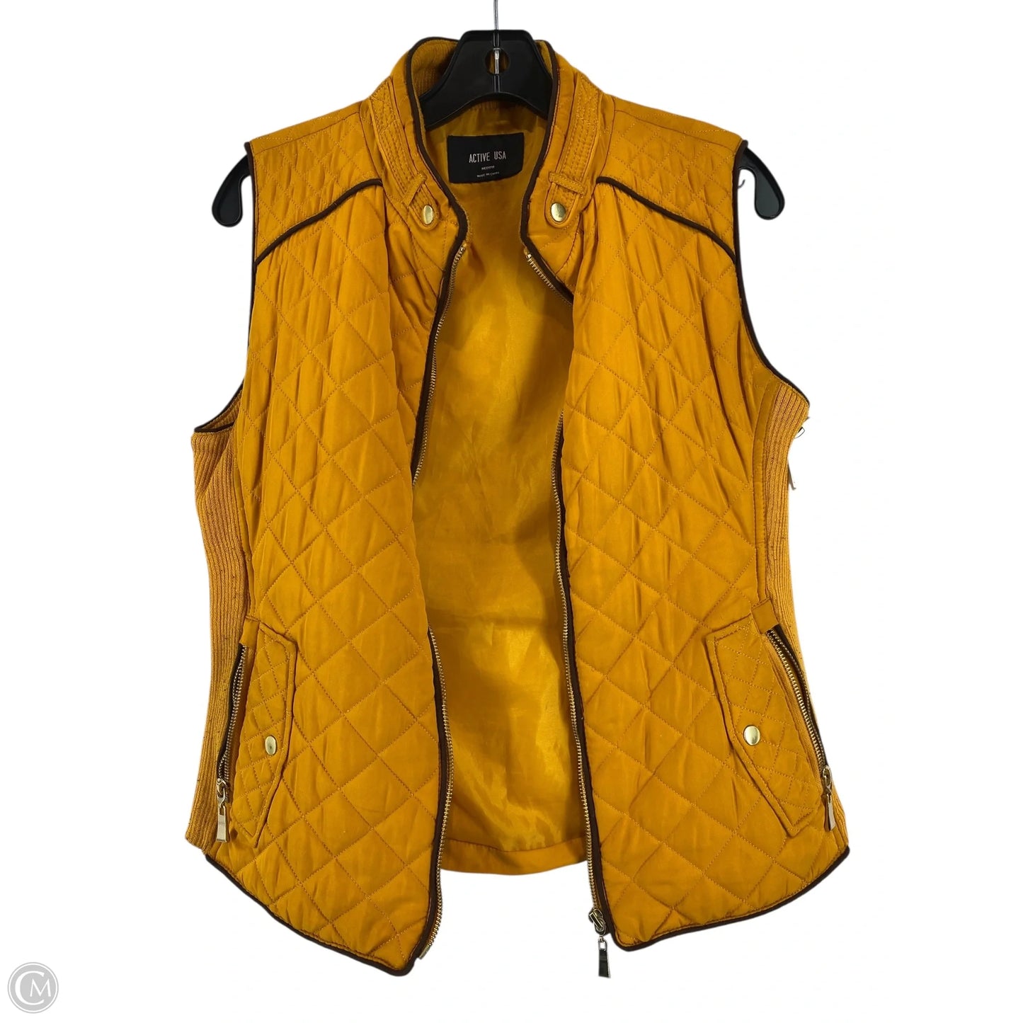 Vest Puffer & Quilted By Active Usa In Yellow, Size: M