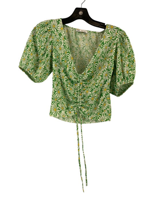 Green Top Short Sleeve Zara, Size S