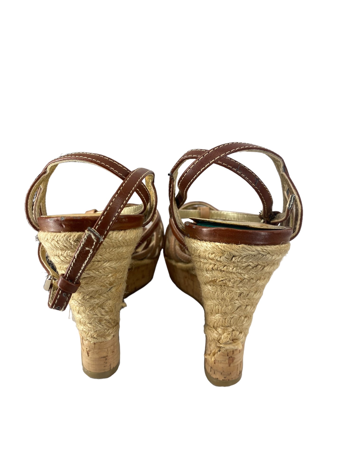 Brown Sandals Heels Platform Audrey Brooke, Size 8